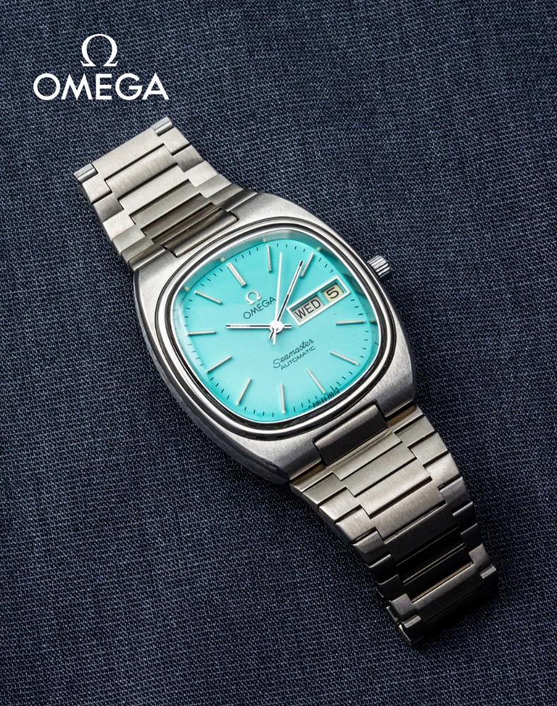 [판매완료] [OMEGA] SVOM-26 테레비 씨마스터 남자 명품 터콰이즈블루 시계
